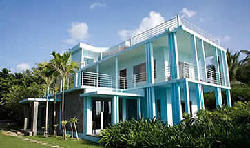 Knai Bang Chatt, Kep, Cambodia- blue villa architecture Knai Bang Chatt, Kep, Cambodia- blue villa architecture