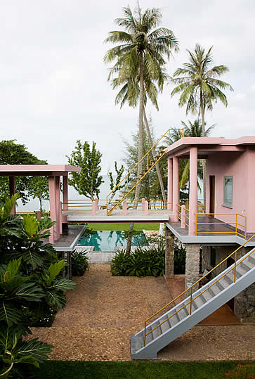 Knai Bang Chatt, Kep, Cambodia- pink deck Knai Bang Chatt, Kep, Cambodia- pink deck