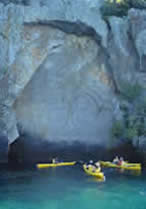 Mauri cave carving, Huka Lodge, New Zealand