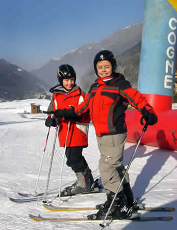 Cogne, Italy - children skiing