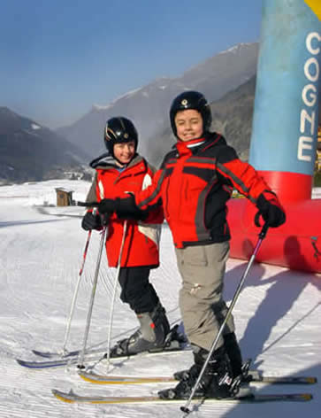 Cogne, Italy - children skiing Cogne, Italy - children skiing